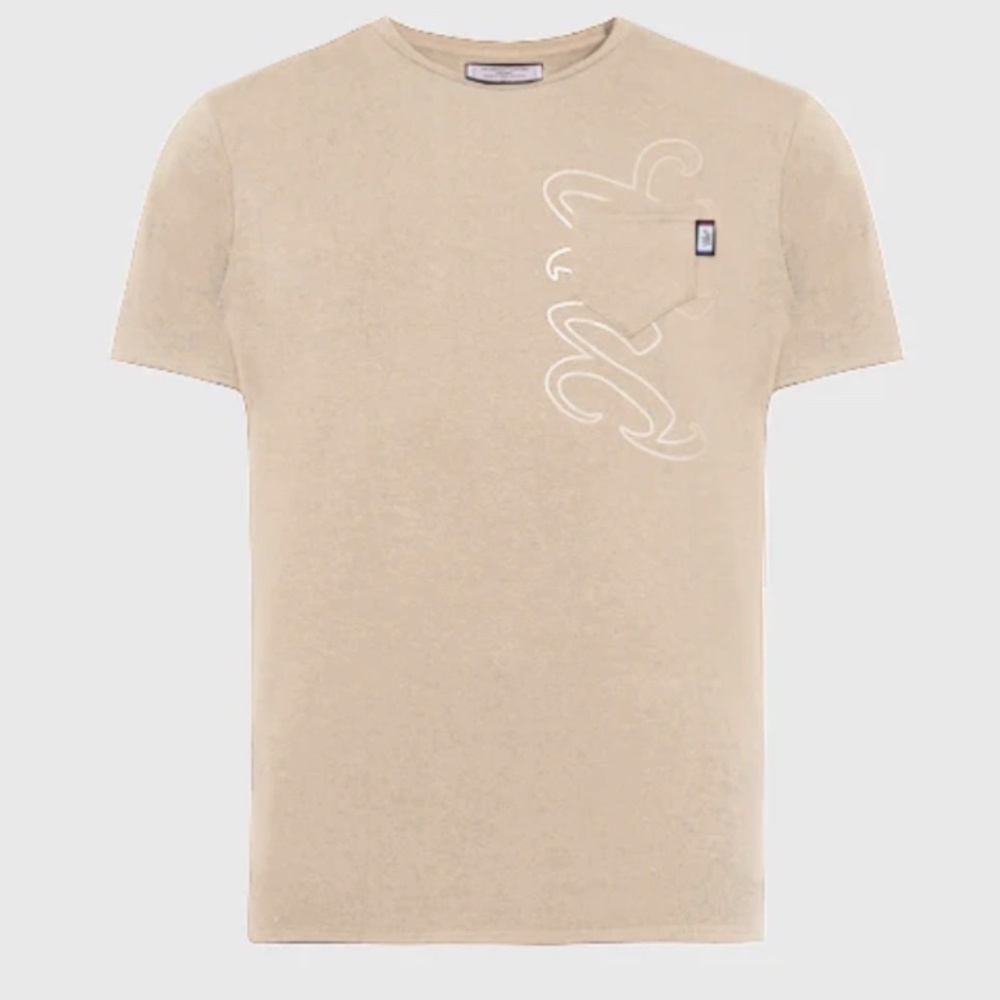The Hideout Clothing Under Logo Pocket Tee Light Nougat Paris Drop 100 Made L